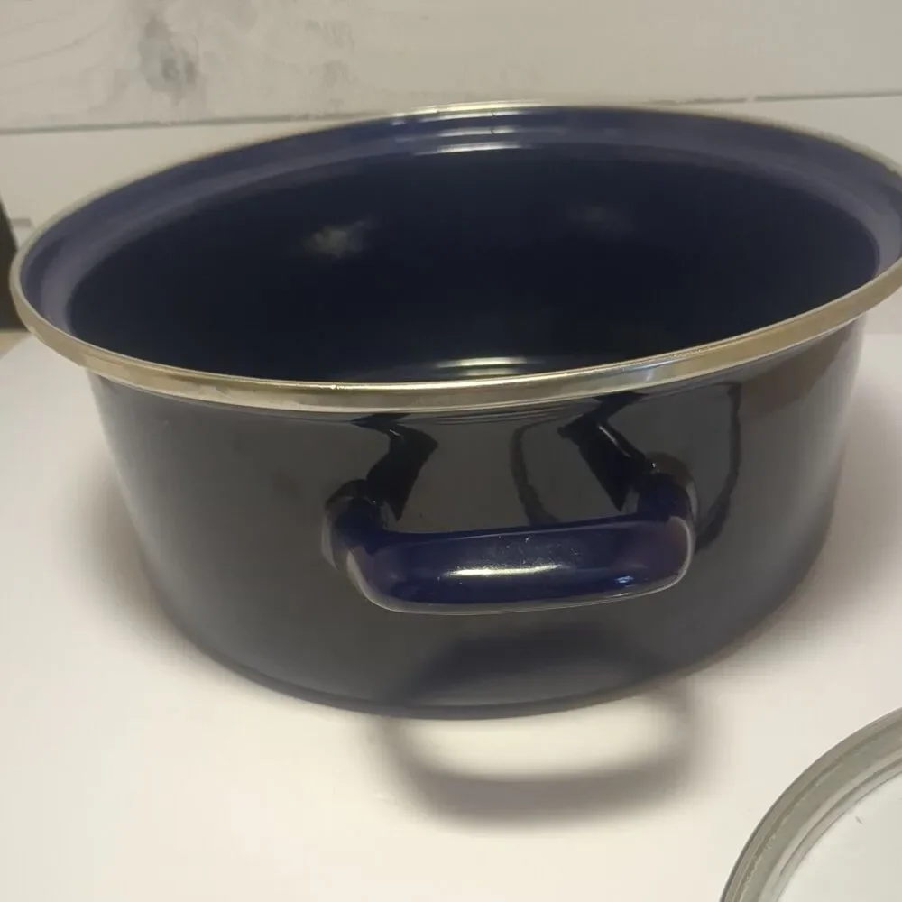 Vintage Chantal Cobalt Blue 5 Qt Dutch Oven Enamel On Steel 